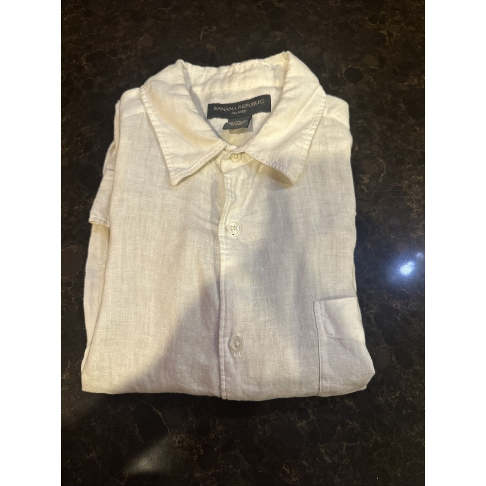 Banana Republic Long Sleeve Shirt Button Up 100% Linen Mens Size XL